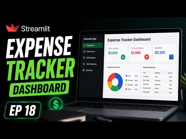 How to create  Expense Tracker Dashboard in Python | Streamlit Episode 18