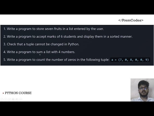 Questions on Tuples and List in Python | PremCodes | Python Programming
