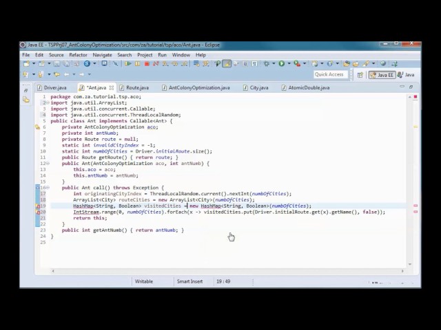 Traveling Salesman Problem (TSP) By Ant Colony Optimization (ACO) - JAVA Prototype Project