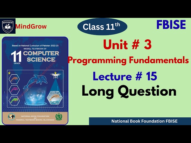 Unit 3 Programming Fundamentals| Exercise Long Questions| Class 11 Computer Science | FBISE | NBF