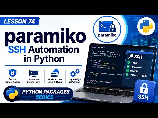 Lesson 74 - paramiko: SSH Automation in Python | Python Packages Series | Uplatz