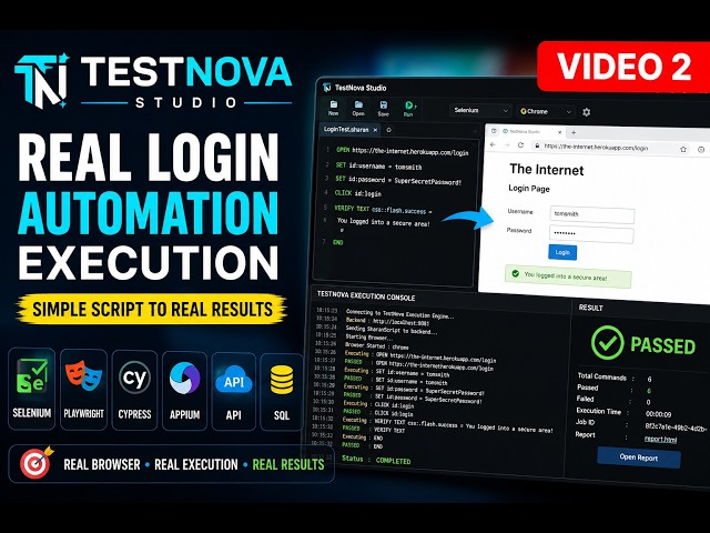 TestNova Studio — Real Login Automation Execution