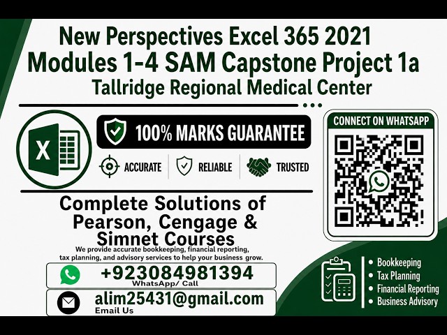 New Perspectives Excel 365 2021  Modules 1 4 SAM Capstone Project 1a Tallridge Regional Medical Cent