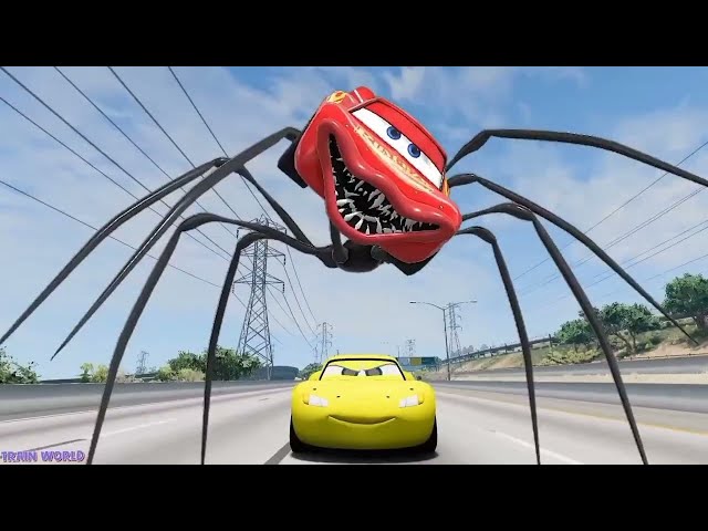 Live Epic escape from Zombie Lightning McQueen, McQueen Long Legs Eater | BeamNG.Drive