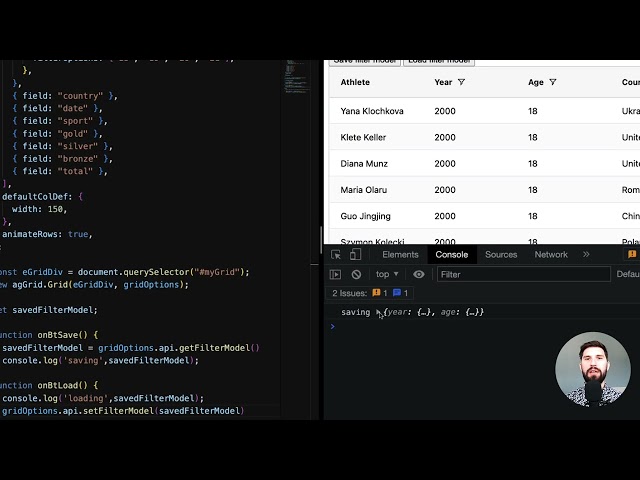 Custom Filter Components for AG Grid's Javascript Data Grid