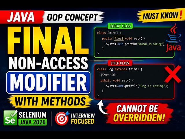282. Using final non access modifier with methods in Java (Selenium Java 2026)