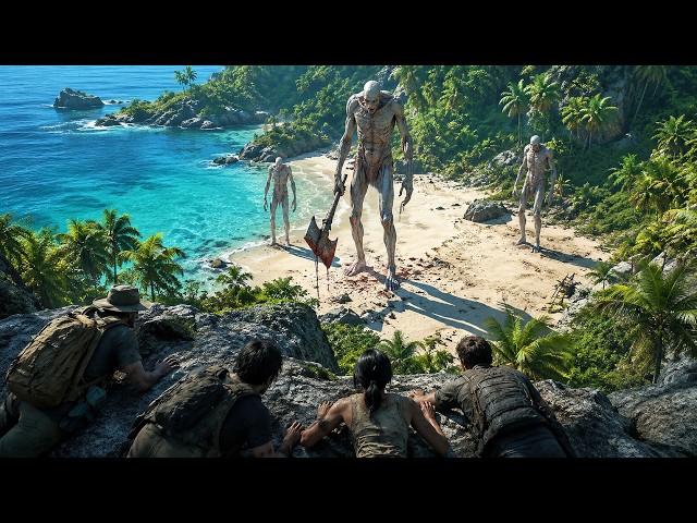【FULL MOVIE 4K】Giant Skeleton Giants Appear On Deserted Island Beach, Explorers Watch In Hiding!