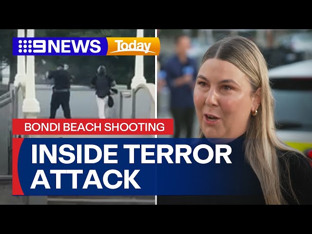 Witness describes Bondi Beach terror shooting as it unfolded | 9 News Australia