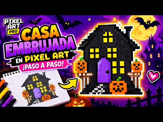 CÓMO HACER UNA CASA EMBRUJADA EN PIXEL ART | HALLOWEEN FÁCIL PASO A PASO