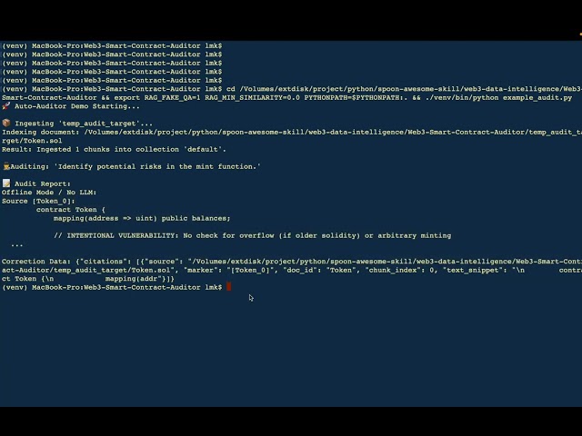 SpoonOS Skill Demo: Web3 Smart Contract Auditor