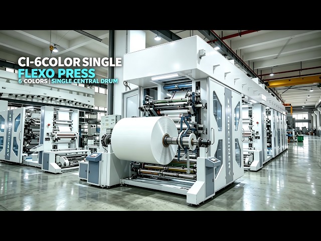 6-Color CI Flexo Printing Machine | Central Drum Flexographic Press for Flexible Packaging
