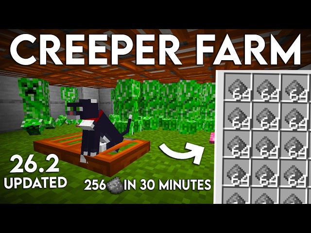 NEW AUTOMATIC UPDATED Minecraft Java 26.2 Creeper Farm Tutorial (Easy)