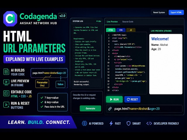 Generate Interactive HTML Learning Website with AI | HTML URL Parameters Tutorial | Codagenda Prompt