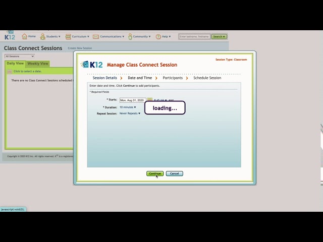 How to Create a Class Connect Session on K-12