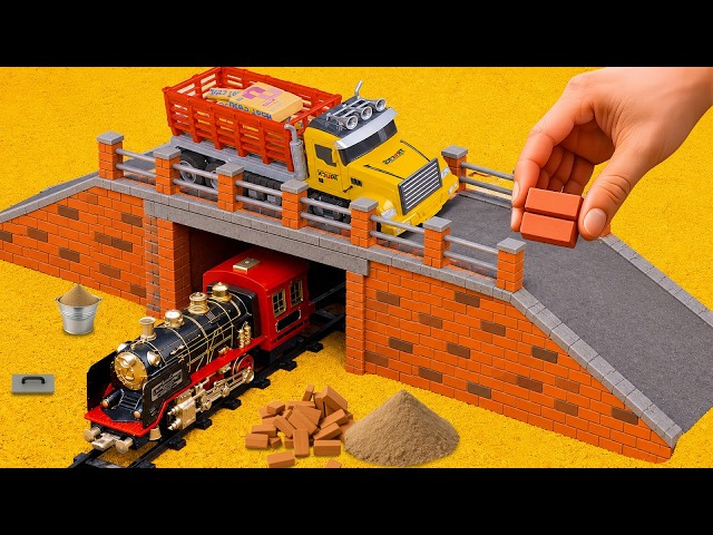 DIY Mini Overpass Project - Building a Strong Brick Bridge over Train Track with Transport Truck