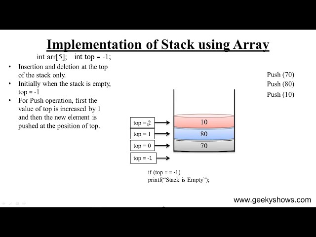 implement stack using arrays in c...