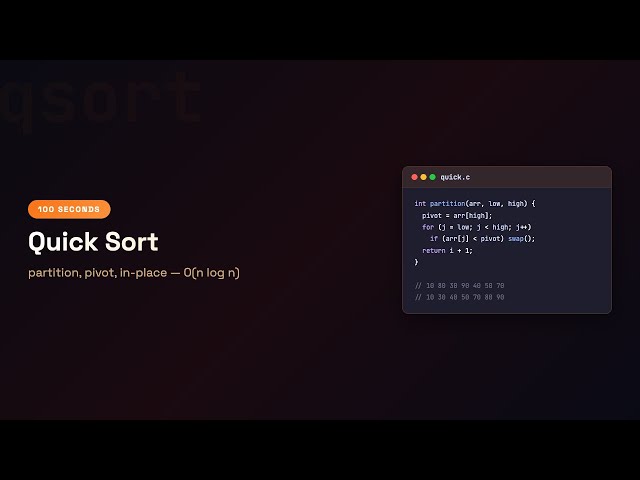 C in 100 Seconds: Quick Sort | Episode 55