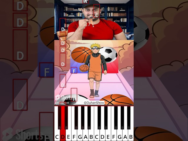 Naruto & Hinata ⚽️🏀 Run Challenge (@DuhanShow) - Octave Piano Tutorial