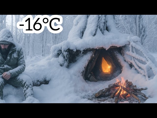 2 Days Survival Challenge in Heavy Snow and Blizzard -16°C Temperature : Alone in the Deep Wild