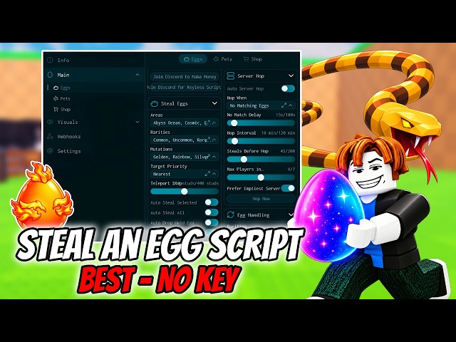Steal An Egg Script — Auto Farm, Auto Steal Eggs, Hatch, Fuse Pets & More! (No Key)
