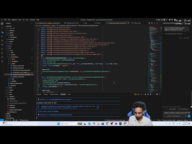 Miarav - Flutter Live Coding with Antigravity IDE 🚀 | Real Project Demo (ScoreEase)