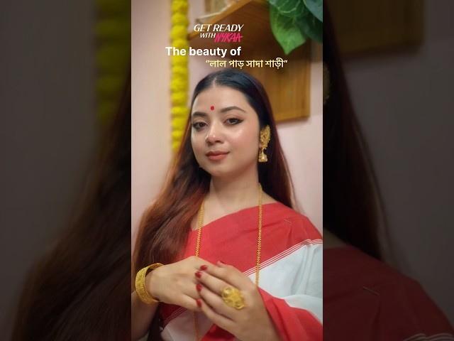 GRWM-Bengali Look for Durga Pujo -Ashtami Look-Makeup Tutorial-Styling Lal paar shada saree #nykaa