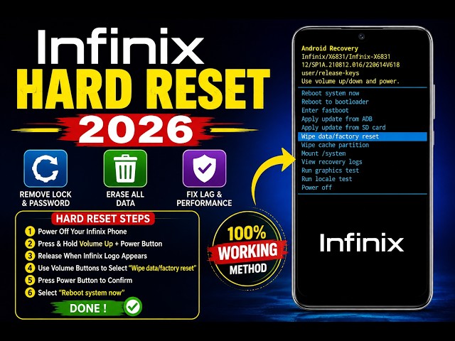 All Infinix Hard Reset 2026 | Remove Screen Lock/ Pattern/ PIN Password/ Unlock | Without Pc 100% Ok