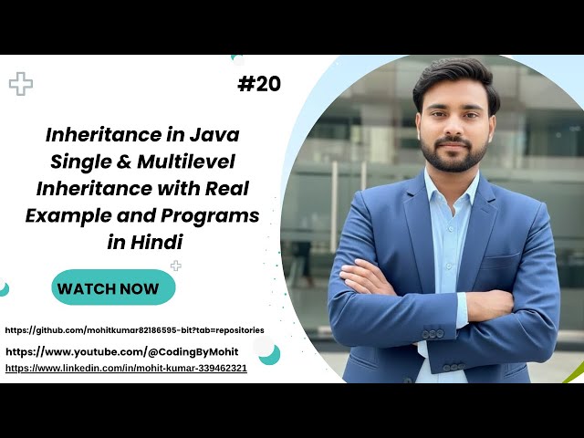 Inheritance in Java  Single & Multilevel Inheritance with Real Example And Program in Hindi