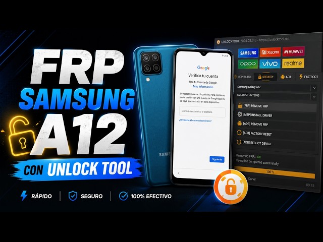 FRP Samsung A12 with Unlock Tool all binaries latest security bypass Easy Fast Tutorial A127m