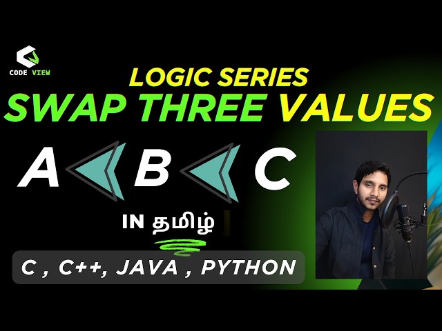 how to swap three numbers in programming in tamil / swap three numbers / logic - 5/ Code View Tamil