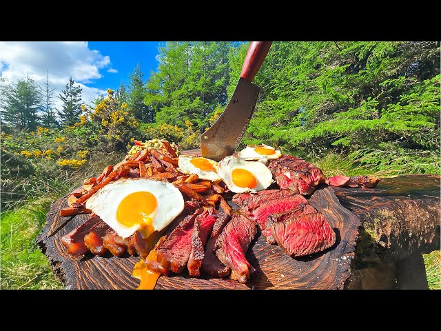 JUICY Steak with CRISPY Fries Cooked in Nature 🔥