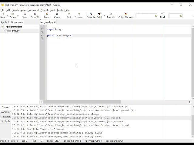 Passing arguments/parameters via command line in python
