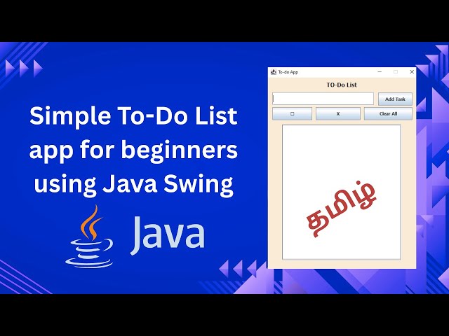 Simple ToDo App using Java swing | Tamil | #todoapp #java #javaSwing #javaintamil