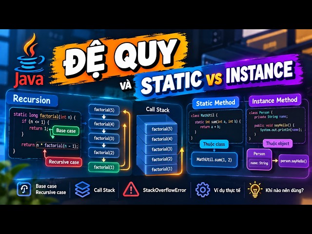 Bài 5: Đệ quy và static vs instance | Methods