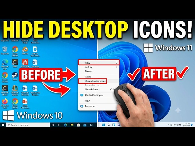 How To Hide Desktop Icons In windows 10/11 (NEW)