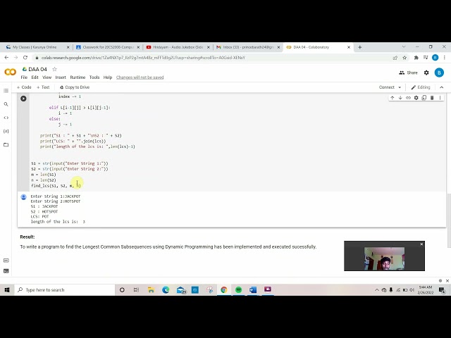 Longest Common Sub-sequences using Dynamic Programming