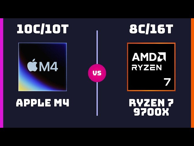 Apple M4 (10-Core) vs AMD Ryzen 7 9700X – CPU Comparison