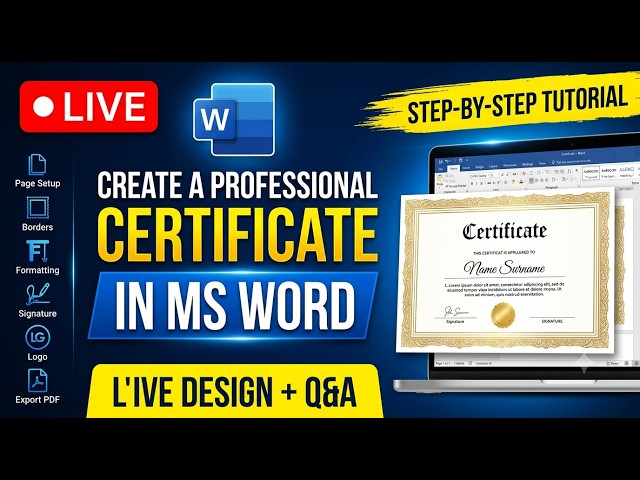 Design a Professional Certificate in MS Word | Live Step-by-Step Tutorial