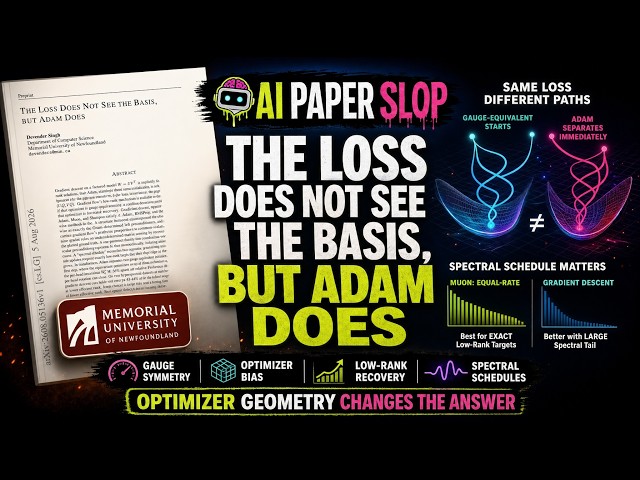 The Loss Does Not See the Basis, but Adam Does (Aug 2026)