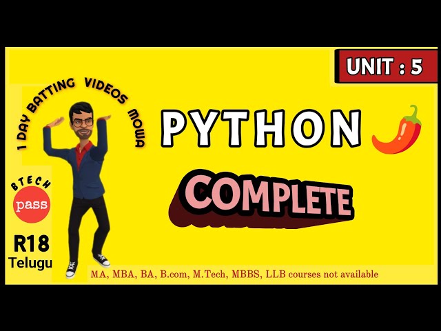 Python unit 5 || btech 2nd year || one day batting videos || JNTUH R18