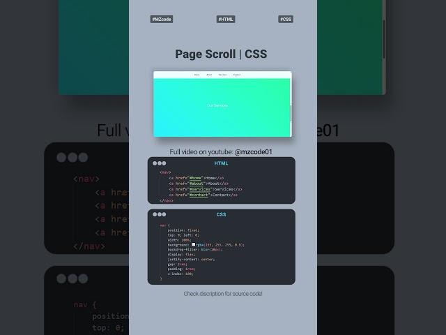 Master Page Scroll Effects with HTML, CSS & JS 🚀 | Smooth Animations | MZCode01 #csstips #cssshorts