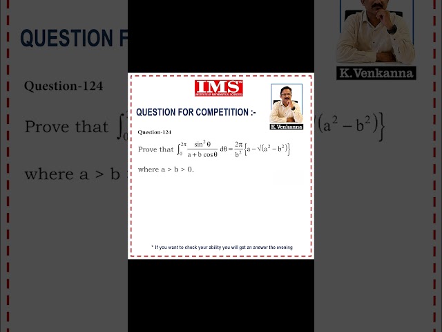 This Difficult Integral Stumps Everyone | Beautiful Calculus Proof |      (Q.124 IMS)