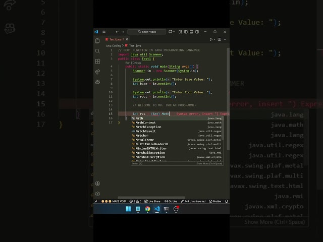 root function in java | day - 90 #viral #youtubeshorts #shorts #trending #java #javaprogramming