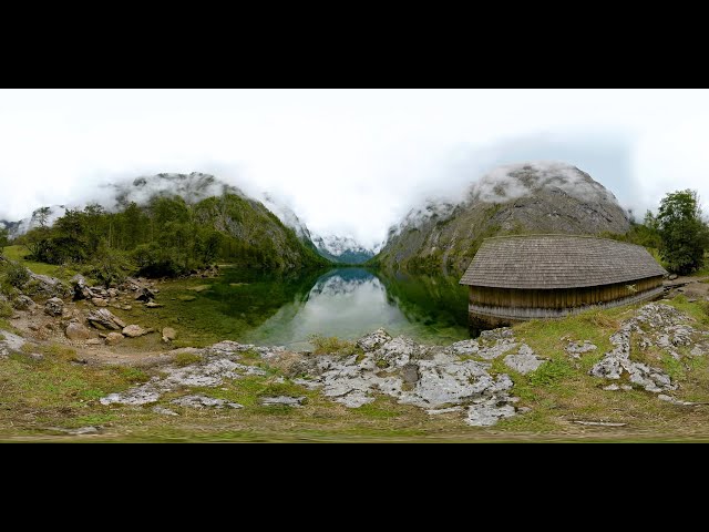 360° STOCK VIDEO 4K | Cabin Near Misty Lake | Atmosphaeres