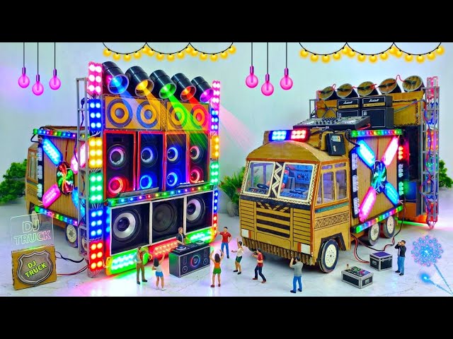 Mini DJ Pickup | How to make a mini DJ setup using cardboard for a DJ truck | DJ wala DJ, DJ light