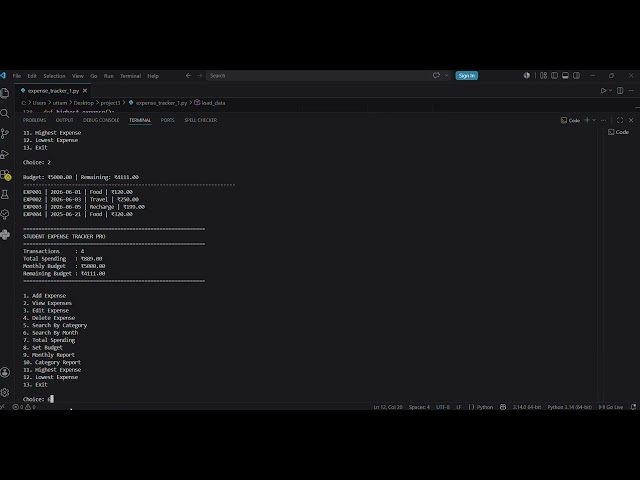 Student Expense Tracker Project