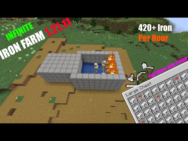 Minecraft 1 21 Easy IRON Farm Tutorial   420+ Per Hour