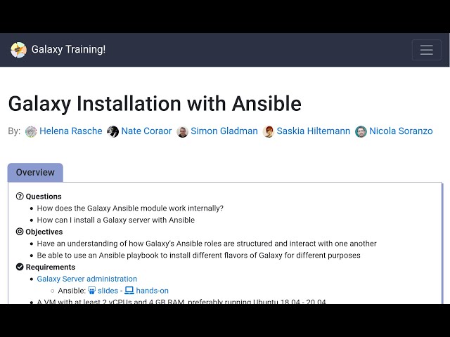 GAT2021 - Day 1 - Installing Galaxy with Ansible