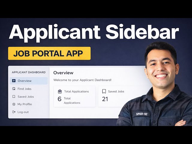 Next.js Job Portal: Applicant Sidebar Dashboard Layout (TypeScript + MySQL + Drizzle ORM)