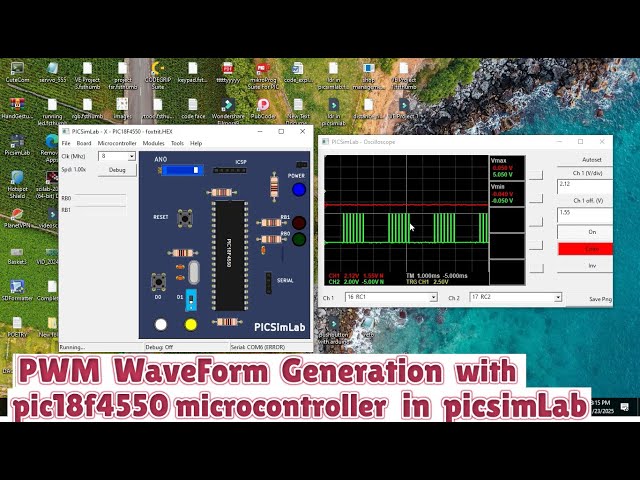 Simulation of pwm signal generation with pic18f4550 in picsimlab simulator